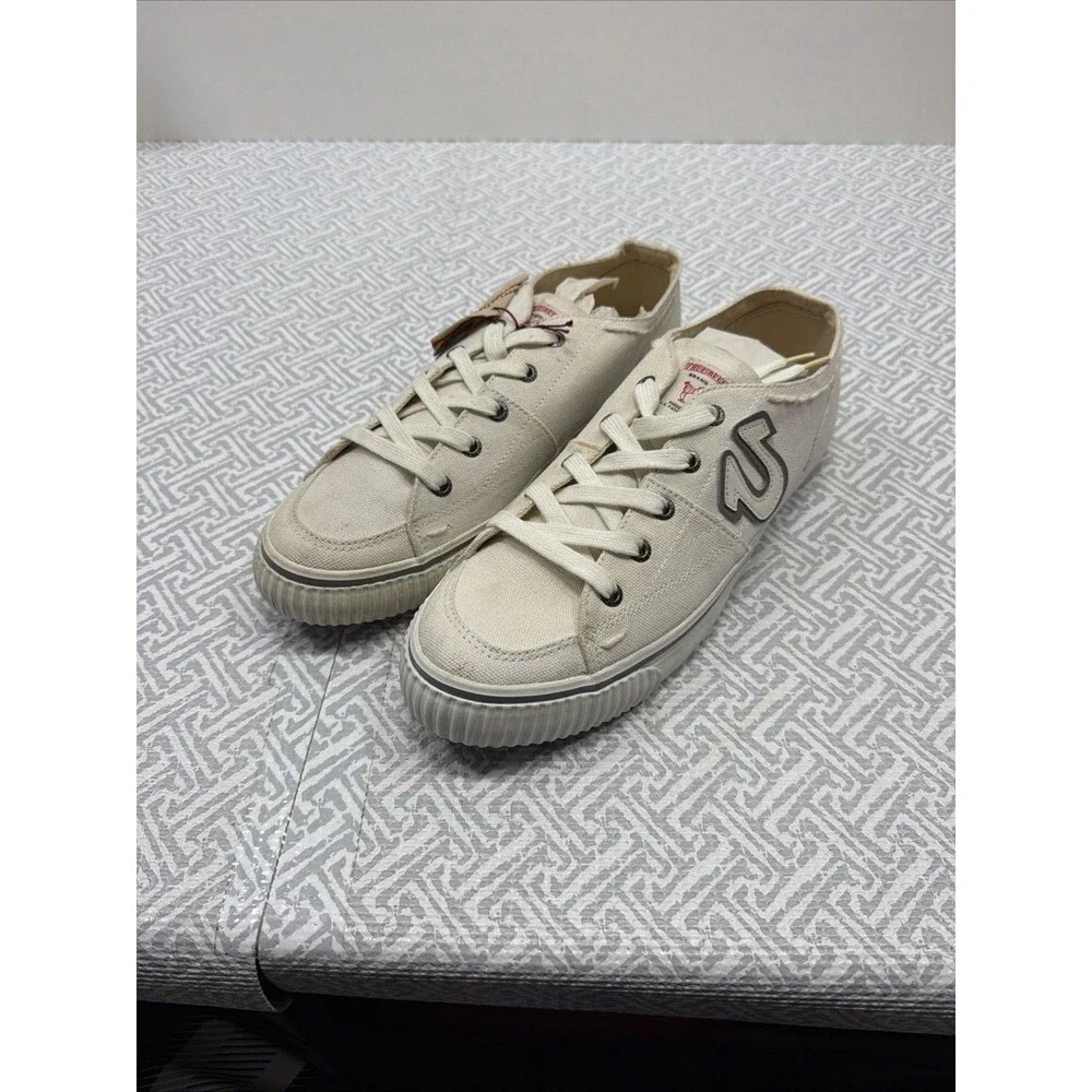 True Religion Vintage Canvas Low Top Sneakers White Men’s Size 11 TR118113 READ!